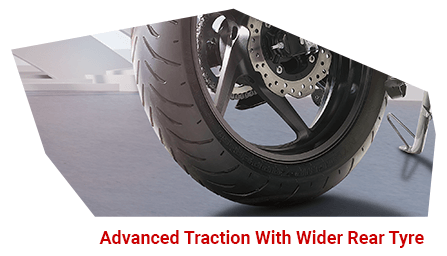 Advanced  Traction With Wider Rear Tyre